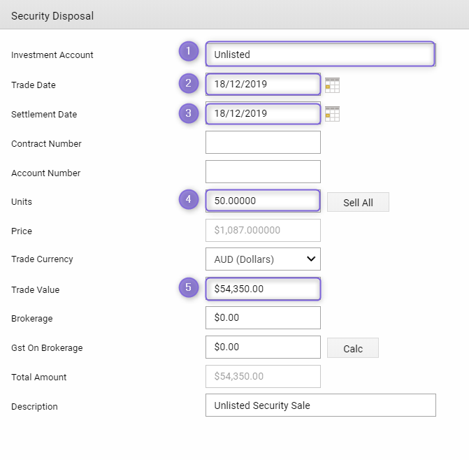 Unlisted Security Disposal – Class Support