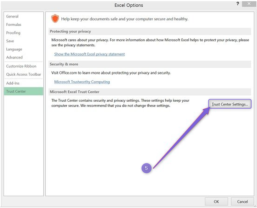 How do i change macro settings to enable the excel loaders class support