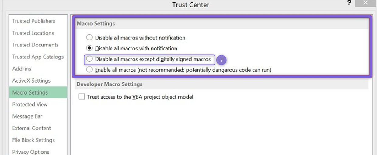 How do i change macro settings to enable the excel loaders class support